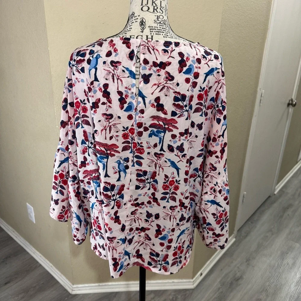 Sanctuary Pink Blouse with Red & Blue Floral Bird Print - Picture 3 of 11